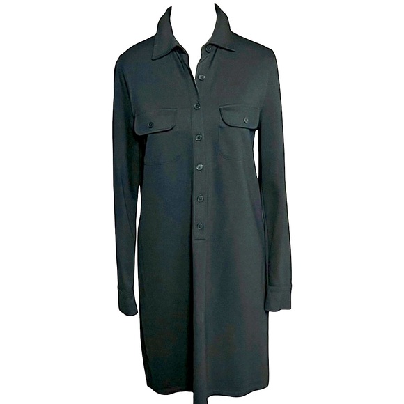 LAUREN Ralph Lauren Women’s Black L/S Shirt Dress Popover Button Size S Neutral - Picture 2 of 6